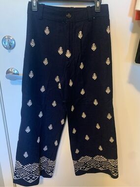 Zara Linen Wide-leg Capri Trouser